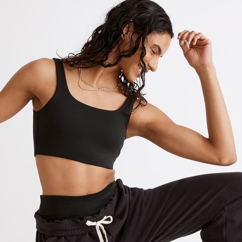 Madewell mwl flex square neck sports bra black